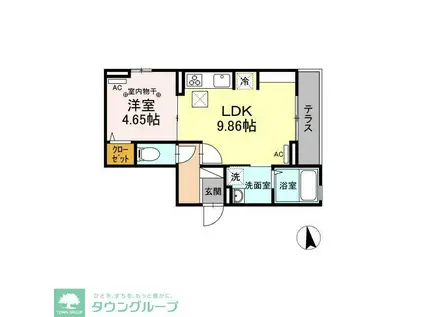 アムール東向島(1LDK/1階)の間取り写真