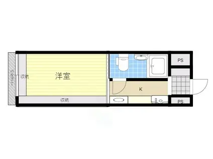 メネダス(1K/4階)の間取り写真