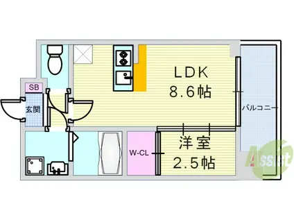 セレニテ中崎町リアン(1LDK/6階)の間取り写真