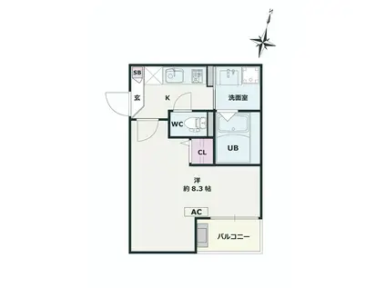 JACK TAKIHARU II(1K/1階)の間取り写真