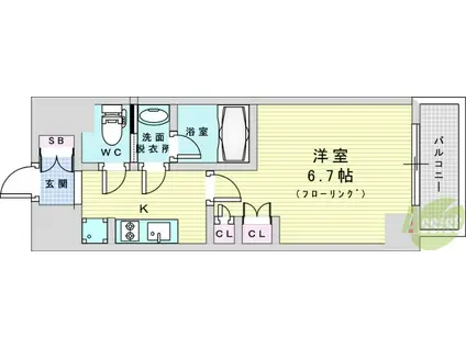 ザ・パークハビオ塚本(1K/5階)の間取り写真