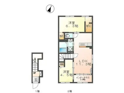 リヴィエール(2LDK/2階)の間取り写真
