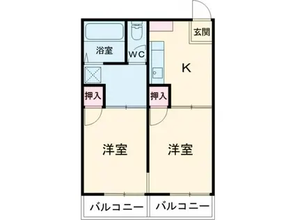 ホワイトマンション(2DK/1階)の間取り写真