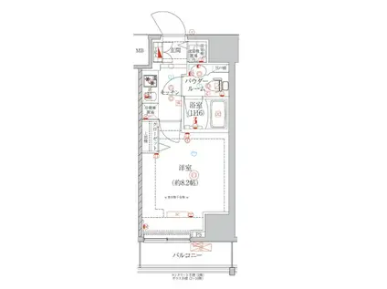 アルテシモ クルセ(1K/8階)の間取り写真