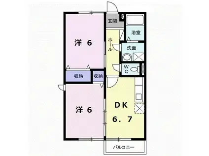 エクレール山本(2DK/2階)の間取り写真