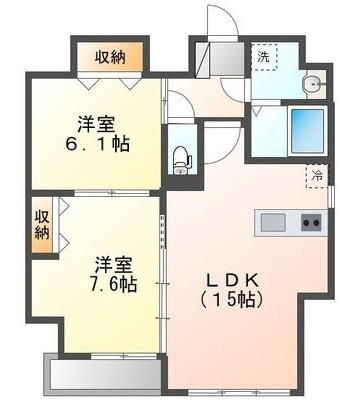 GRAND SOLEIL大須白川(2LDK/9階)の間取り写真