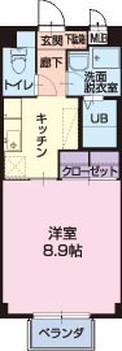 ジュネスブライトンA(1K/1階)の間取り写真
