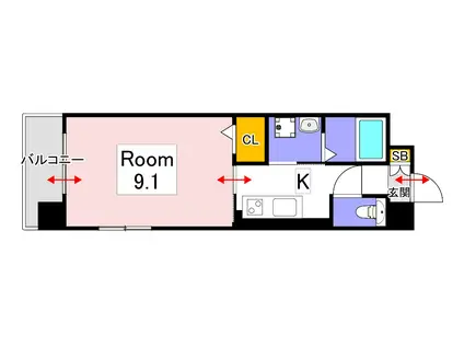セントラルヒルズ昭和町(1K/8階)の間取り写真