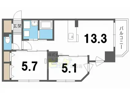 IBIZA(2LDK/8階)の間取り写真