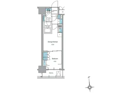 ルフォンプログレ上野稲荷町(1DK/3階)の間取り写真