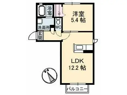 シャーメゾンヒライA棟(1LDK/2階)の間取り写真