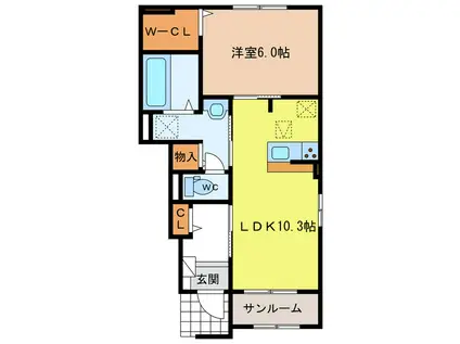 サニーウエスト A(1LDK/1階)の間取り写真