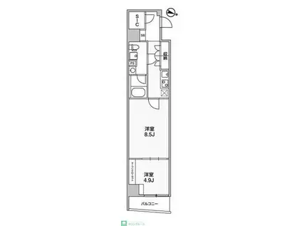 WEAVE BASE -ITABASHI HONCHO(1LDK/9階)の間取り写真