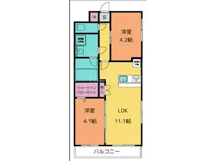 エクサ・スタチオ(2LDK/5階)の間取り写真