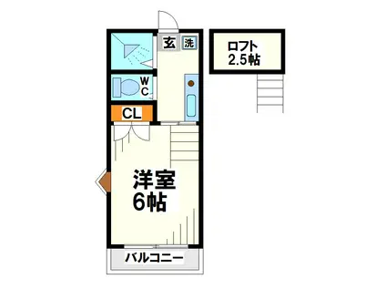 飛田給コーポ(1K/1階)の間取り写真