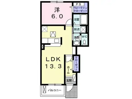 ルガルボニートII(1LDK/1階)の間取り写真