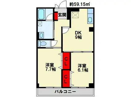 シティフォート(2LDK/2階)の間取り写真