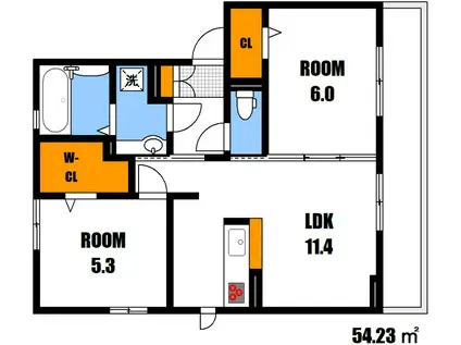 アンビエンテガーデン A(2LDK/2階)の間取り写真