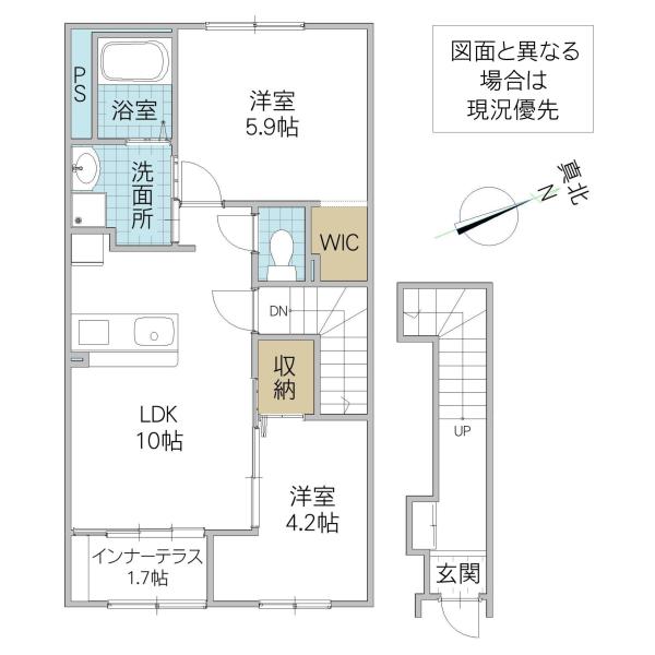 取手市寺田アパート(2LDK/2階)の間取り写真
