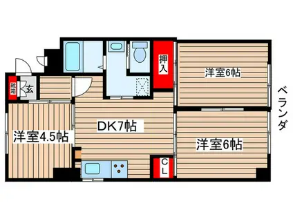瑞陵ビル(3DK/2階)の間取り写真