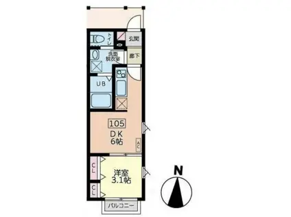 ルミナ旭ヶ丘(1DK/1階)の間取り写真