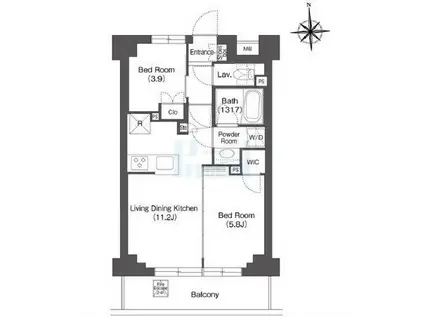 バウスステージ練馬豊玉(2LDK/5階)の間取り写真