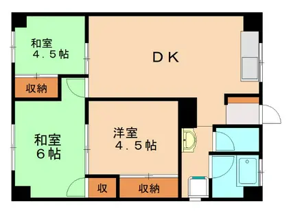 大浦コーポ(3DK/1階)の間取り写真