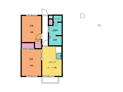 コーポ下石田I(2DK/2階)の間取り写真