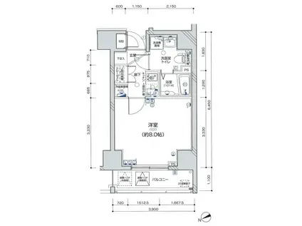 ディアレイシャスアイディー横浜南(1K/2階)の間取り写真