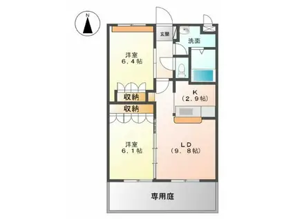 リガシーハイム・MII(2LDK/1階)の間取り写真
