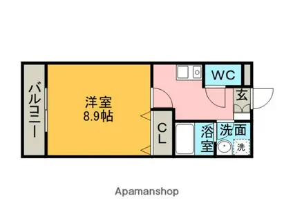 VLNII(1K/1階)の間取り写真