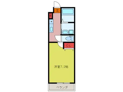 ボヌール若葉(1K/4階)の間取り写真