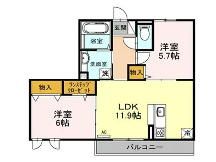 アルベロ ディ エノキ(2LDK/3階)の間取り写真