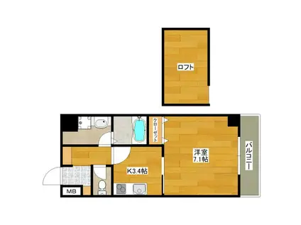 ハイムラポールPARTXIV(1K/7階)の間取り写真