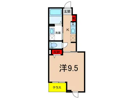 ソレイユ みや(1K/1階)の間取り写真