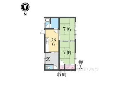 香芝市下田東アパート(2DK/1階)の間取り写真