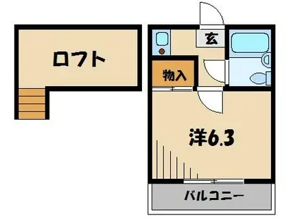 アートパレス川越NO.2(1K/2階)の間取り写真