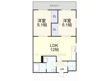 畑田ハイツ(2LDK/2階)の間取り写真