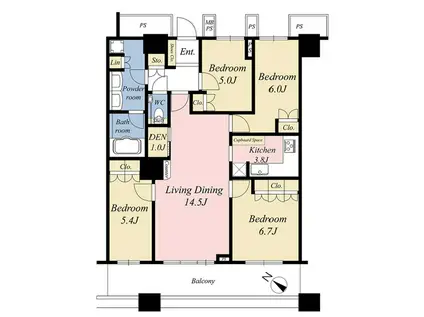 ザ 東京タワーズ ミッドタワー(4LDK/45階)の間取り写真