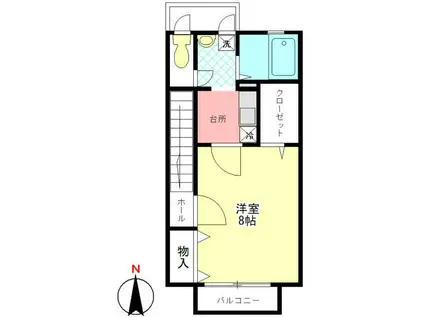 シャトーベル渋谷(1K/2階)の間取り写真