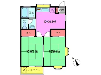 セジュール・タカハシI(2DK/2階)の間取り写真