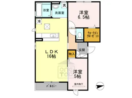プルメリア(2LDK/1階)の間取り写真