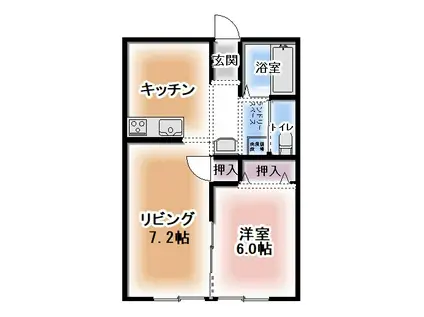 リンクス平窪I(2K/1階)の間取り写真