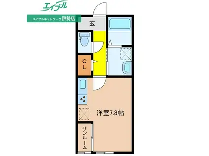 アルコバレーノ(ワンルーム/1階)の間取り写真