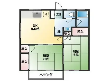 ヨシミハイツ(2DK/2階)の間取り写真