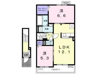 グレイス西寺(2LDK/2階)の間取り写真