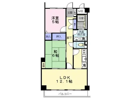 サンライクテイリス1号館(2LDK/3階)の間取り写真