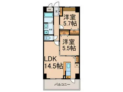 KZ SQUARE(2LDK/3階)の間取り写真