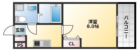 オランジュ上小阪(1K/1階)の間取り写真