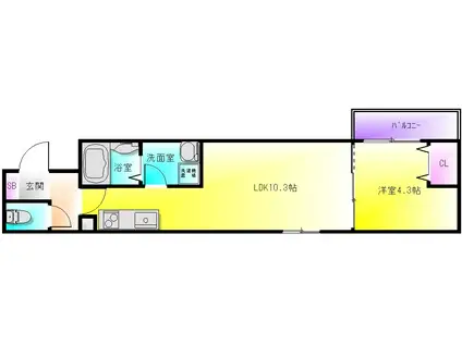 D PORTA AVENUE(1LDK/3階)の間取り写真